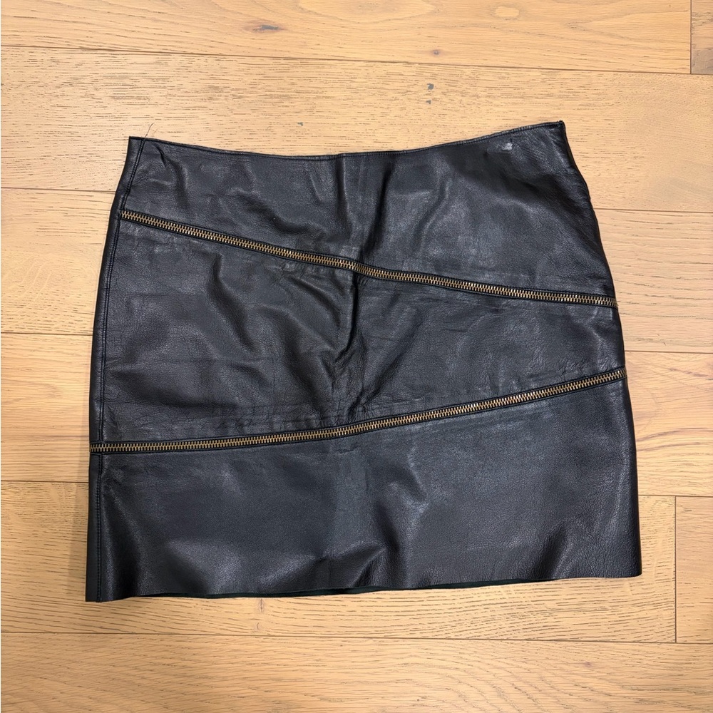 Versus Versace Leather Skirt with Zipper Accents